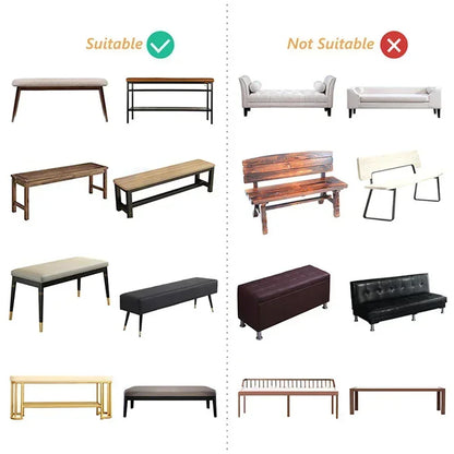 Stretch Dining Bench Covers Polar Fleece Long Bench Covers Anti-Dust Piano Stool Cover Removable Seat Protector Home Decor
