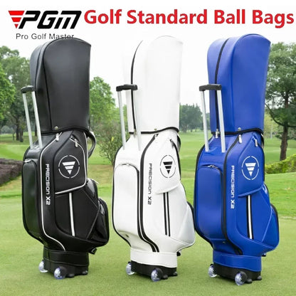 PGM Tie Rod Golf Standard Ball Bags Waterproof PU Stand Bags with Wheel Portable Multi-Functional Golf Package Can Put 13 Clubs