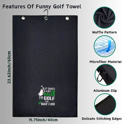 Funny Microfiber Premium Golf Towel, Embroidered Golf Towels for Golf Bags for Men&Women, Golf Accessories for Men Golfers