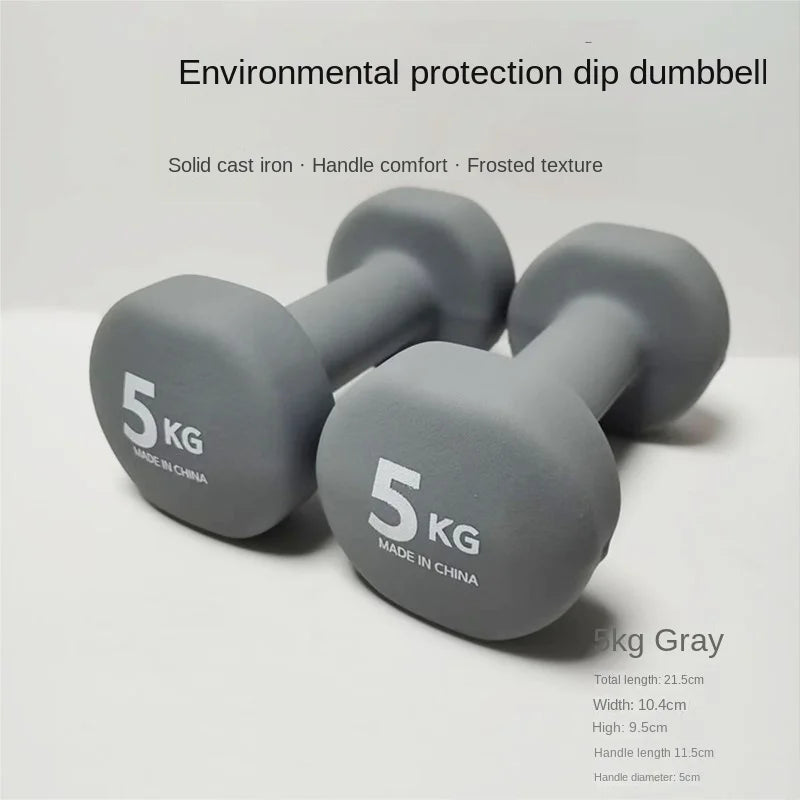 Yoga Flat Head Scrub Impregnated Plastic Dumbbells For Men And Women Home Exercise Sports Equipment Solid Cast Iron Dumbbells