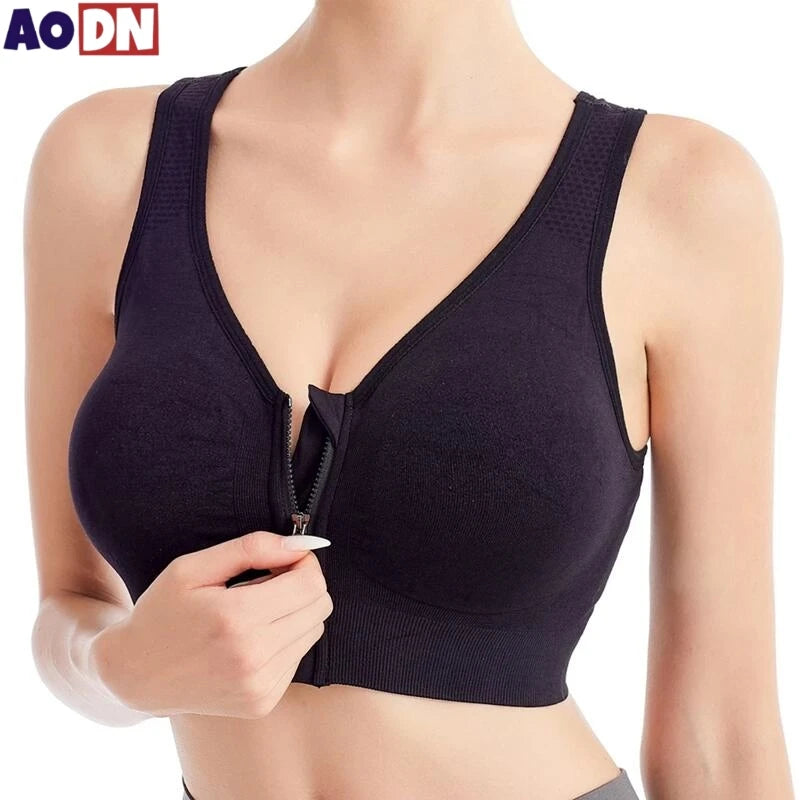 Running Fitness Sports Bra Front Zipper Women's Underwear Shockproof without Underwire Bralette Breathable Seamless Brassiere