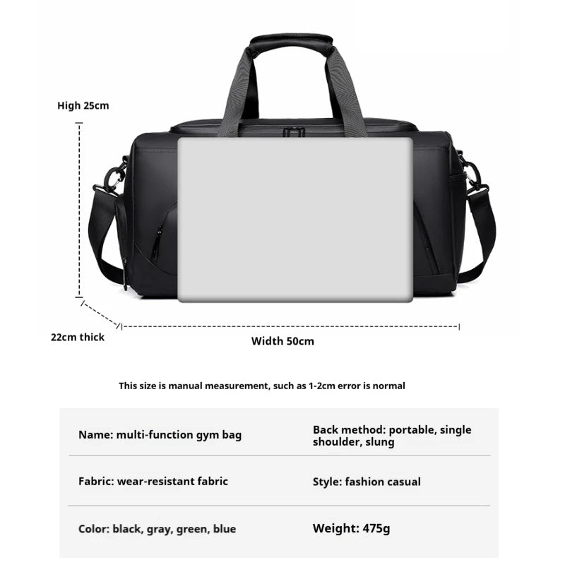 Sports Gym Bag, Large Capacity Handbag,Portable Travel Duffel Bag, Multi-compartment with Shoes Storage,Perfect for Vacation,Gym
