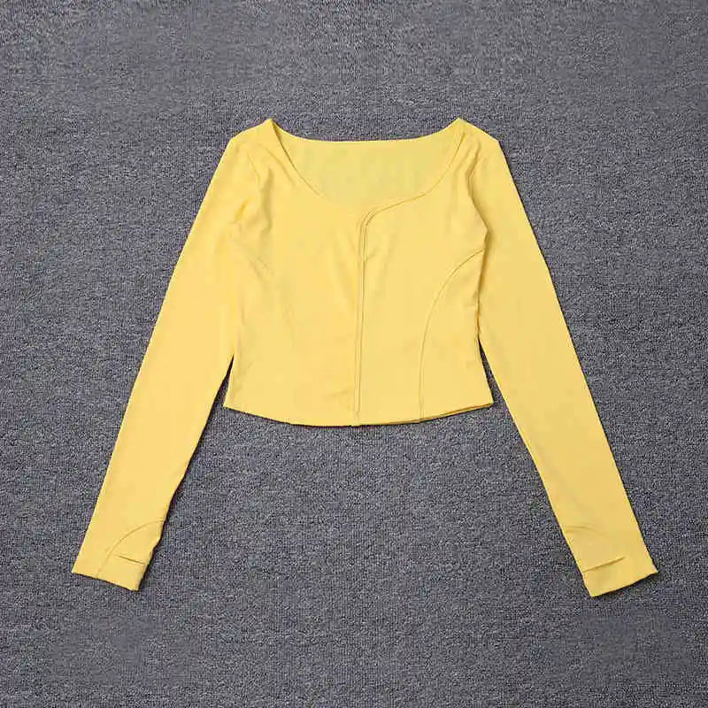 Fitness yoga clothing for women, short-sleeved sportswear with a square neck, autumn 2025, quick-drying, breath, and slimming.