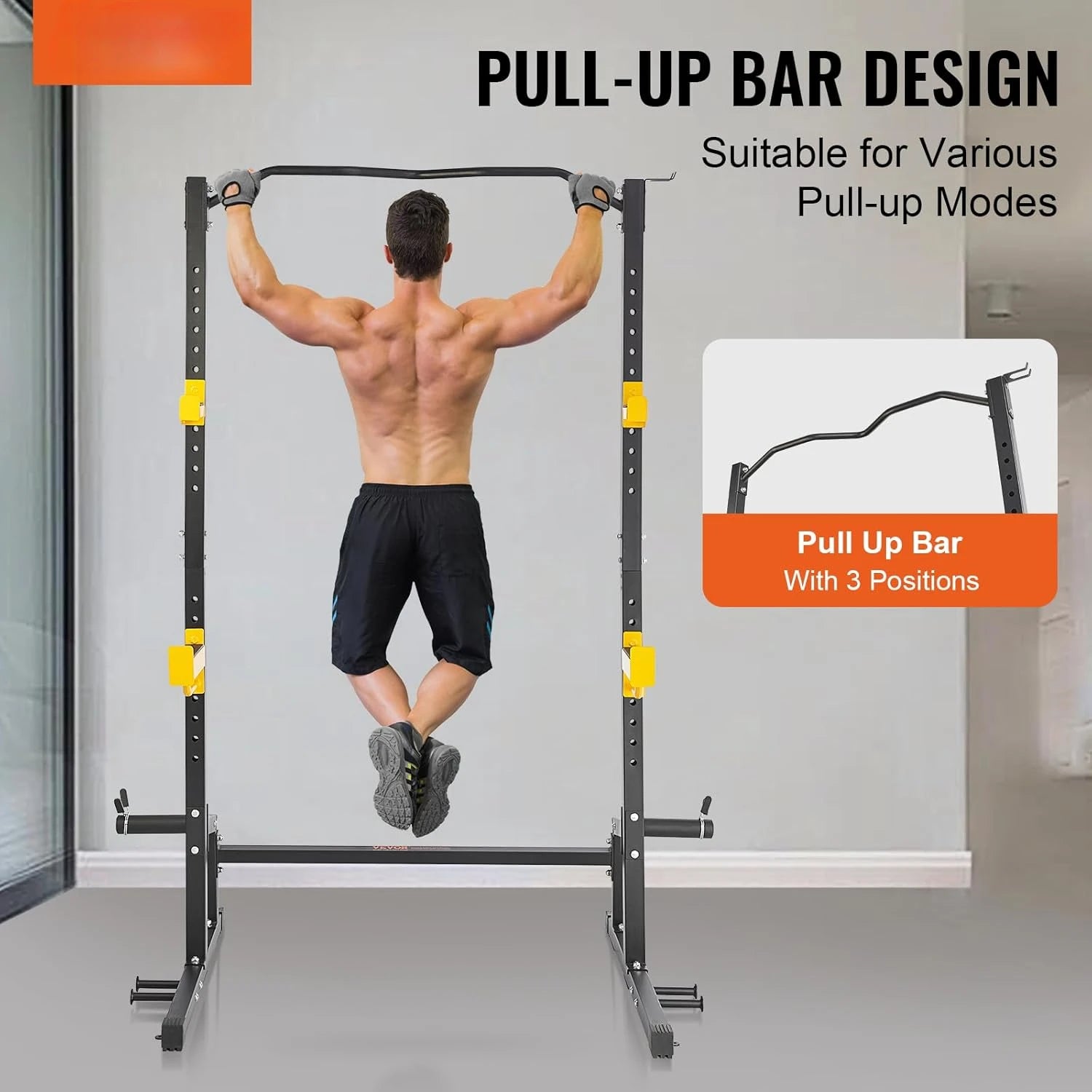 Squat Stand Power Rack,Multi-Functional Power Rack with Pull up Bar, Hook, and Weight Plate Storage Attachment, Adjustable Power