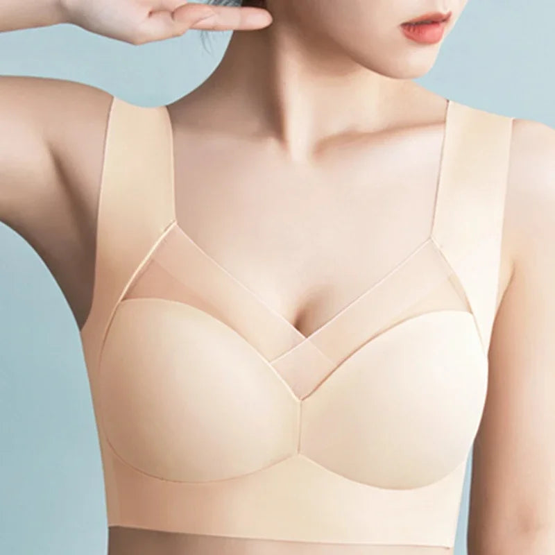 Sports Bras Women Breathable Bra Wireless Sexy U Back Inner Push Up Seamless Stitching  Mesh Top Bra Without Bones Frame Bras
