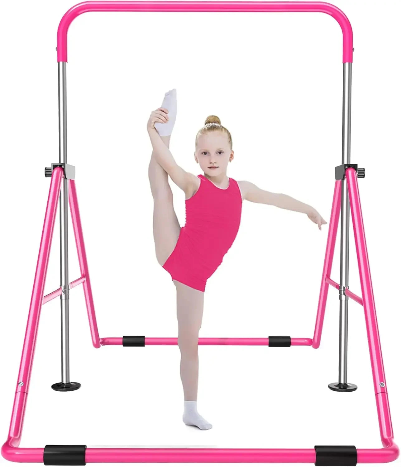 Expandable Gymnastics Bar for Kids - Height Adjustable Junior Training Bar for Home, Folding Gymnastic Horizontal Bars Equipment