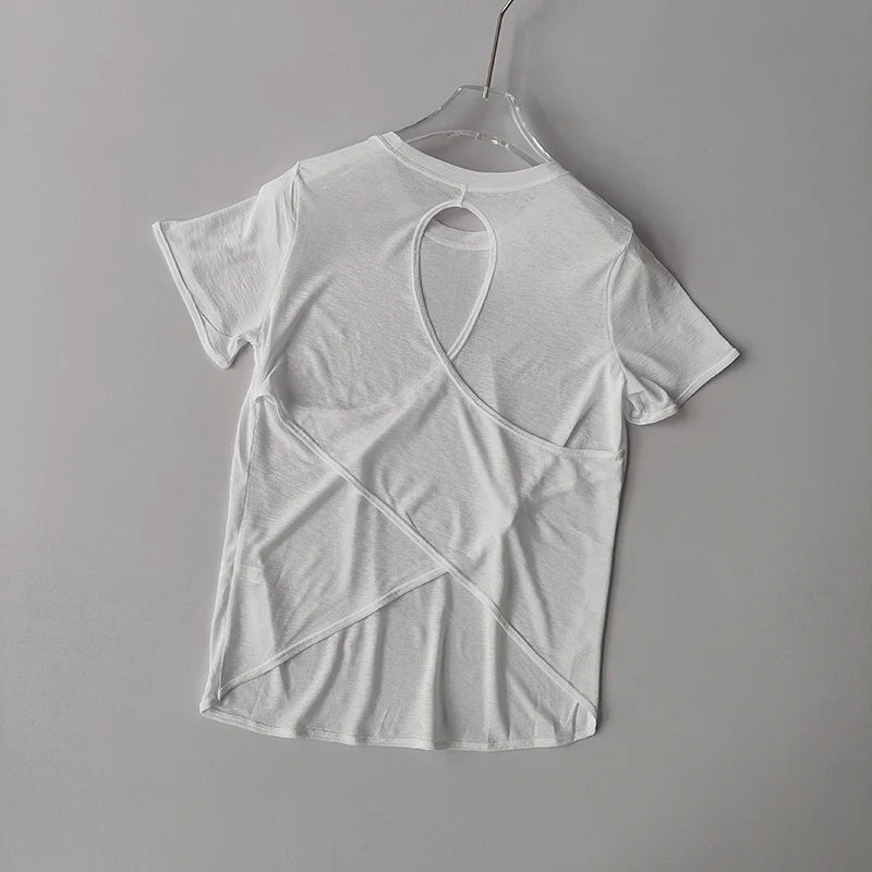 Yoga Short-sleeved Top for Women in Summer T-shirt Training Quick-drying Fitness Vest Pilates Slim Fit Slim Shirt Top Clothing