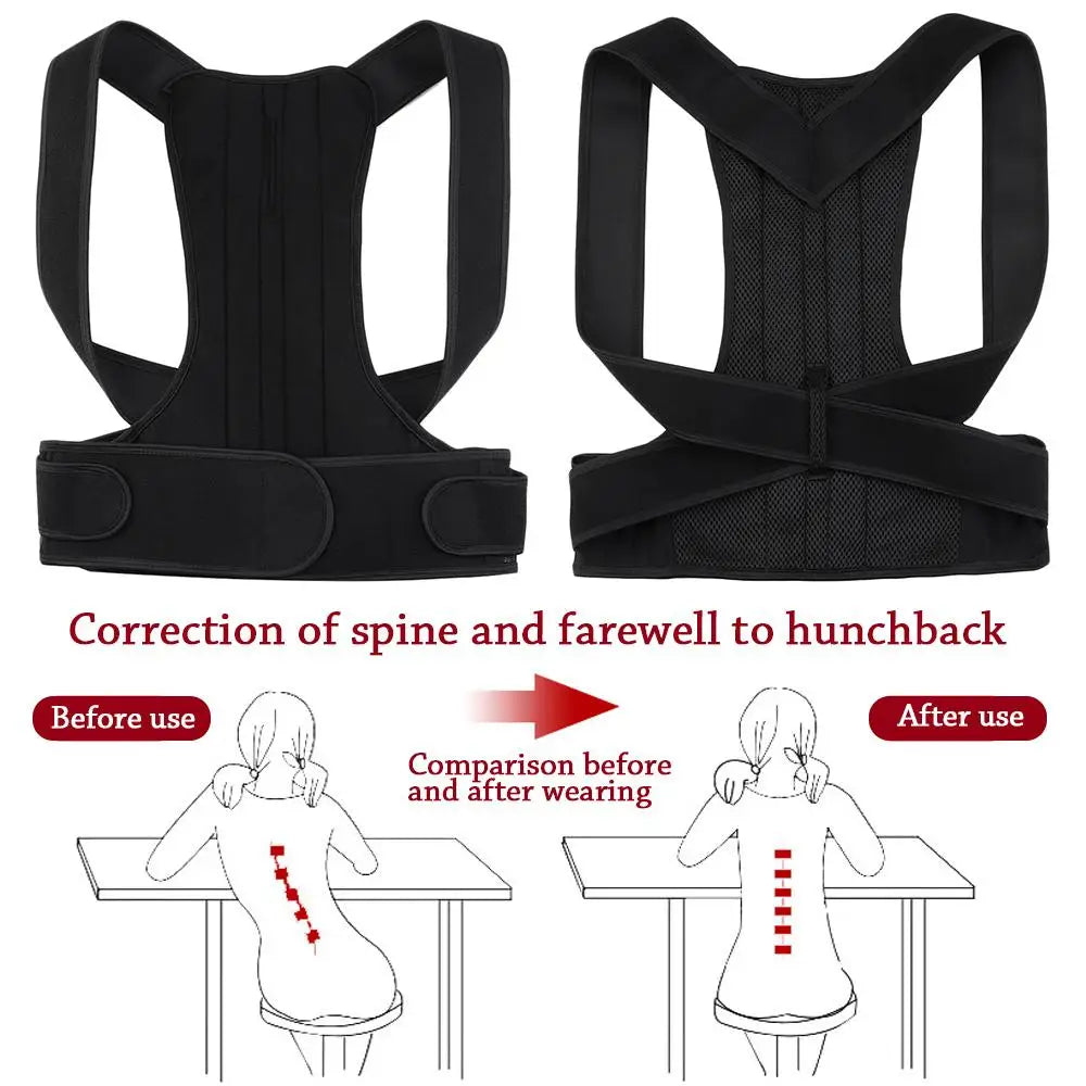 Sports Safety Neoprene Nylon Posture Corrector Black Adjustable Shoulder Brace Prevents Slouching Belt Clavicle Spine