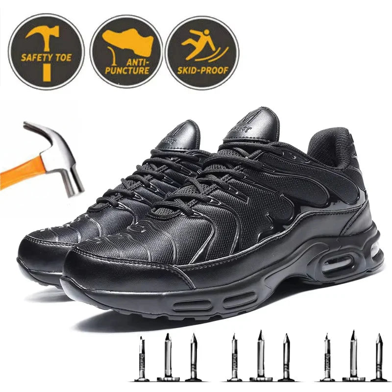 Sport Air Cushion Reflective Work Safety Boots Anti-smash Fashion Safety Shoes Steel Toe Sneaker Man Puncture Proof Work Shoes