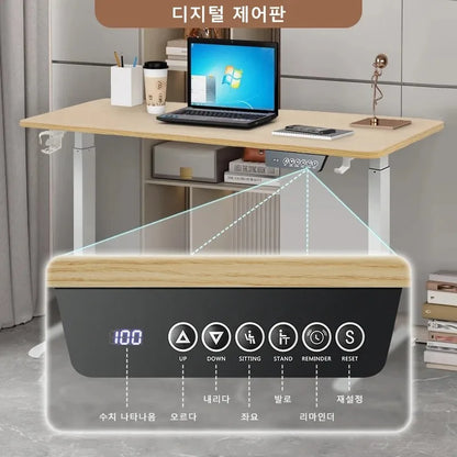 Electric Stand Up Desk Workstation Whole-Piece Desktop With Cup and headphone holder Ergonomic Height Adjustable Standing Desk