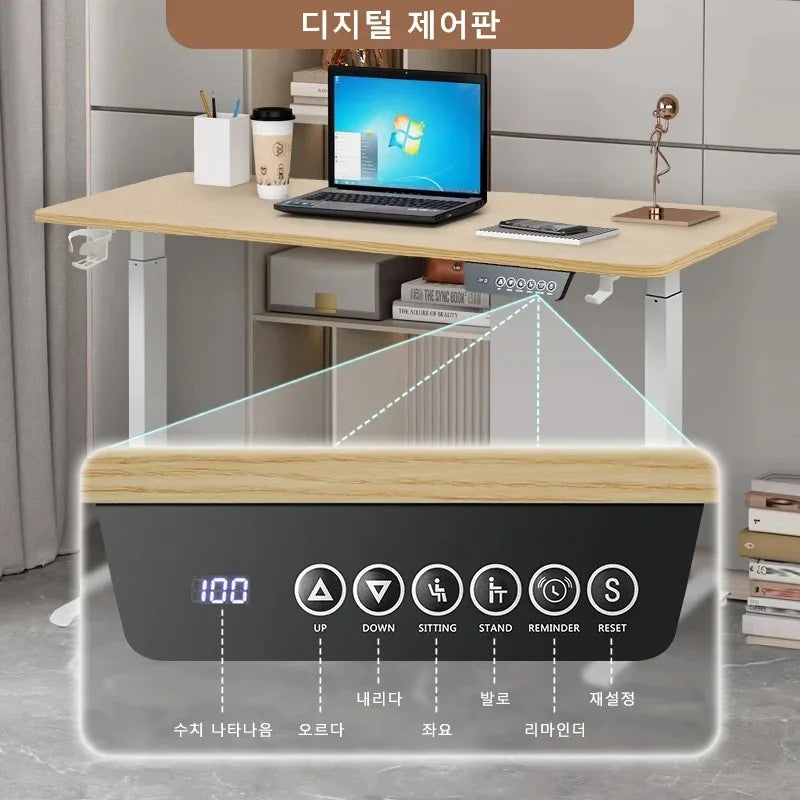 Electric Stand Up Desk Workstation Whole-Piece Desktop With Cup and headphone holder Ergonomic Height Adjustable Standing Desk