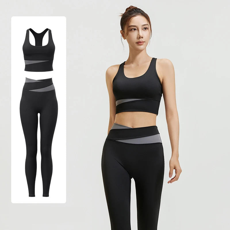 Yoga Set Women Clothing Sport Suit Sexy Sports Bra High Waist Sport Leggings Athletic 2 Piece Gym Set Workout Outfits Sportswear