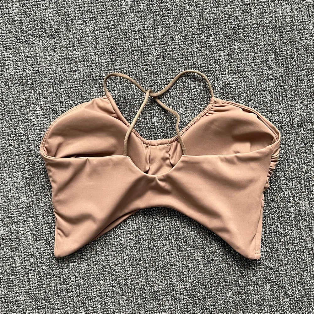 2025 Pad Spandex Nylon Sport Bras Women Sports Bra Gym Gym Fitness Push Up Tank Top Women Cross Yoga Ballet Dance Underwear