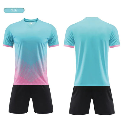 Custom Soccer Uniforms Football Training Clothing Adults Kid Clothes Short Sleeve Printing Men Boys Soccer Clothes Sets Jls916