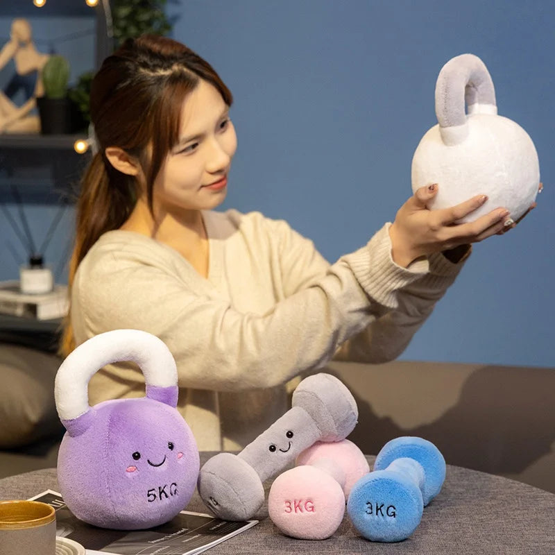 New Funny Kettlebell Barbell Plush Pendant Pillow Soft Fitness Plush Toy Creative Dumbbell Plush Toy Birthday Gift