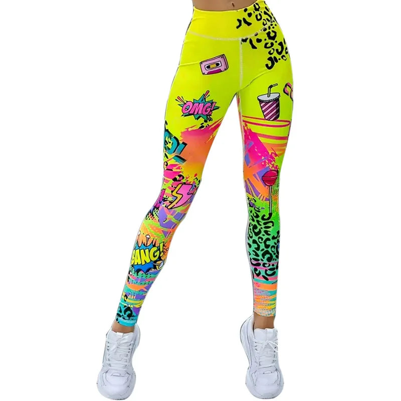 Fashion Printed High Elastic Yoga Pants Hip Lifting Outdoor Sports Fitness Running Cycling Clothing Work Out Seamless Leggings
