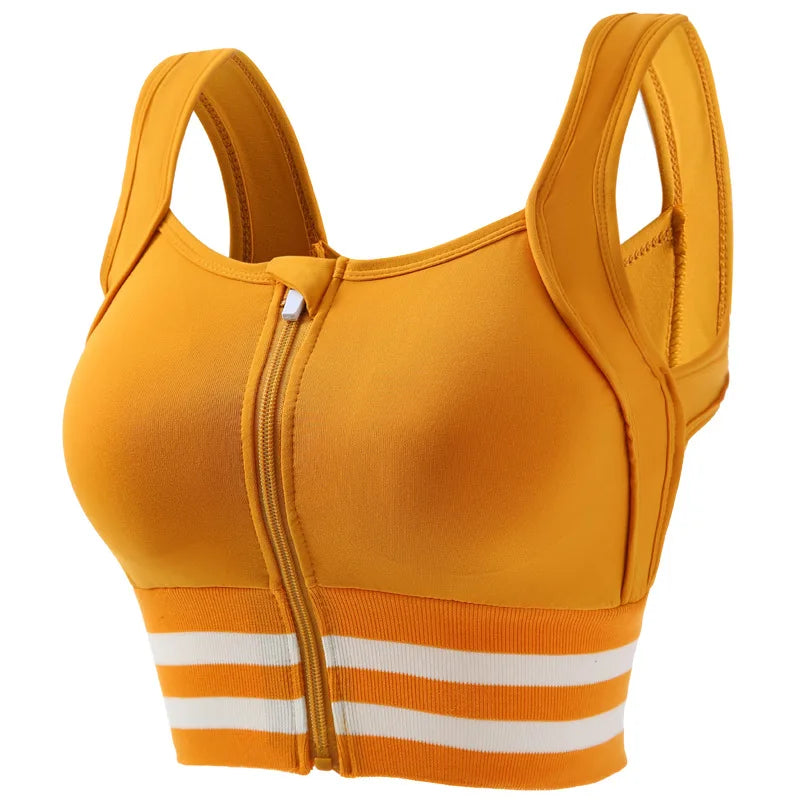 Sports Bras Zip Front For Women With Full Coverage Removable Padded Shockproof Yoga Underwear Workout Bra Running Fitness Vest