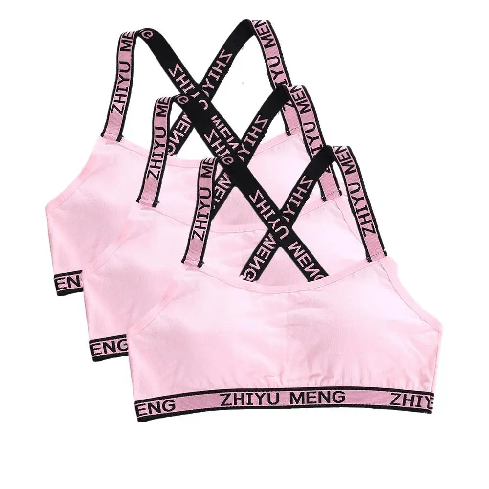 3pcs Puberty Girls Training Bras Kids Maiden Cotton Bra Underwear Teen Camisoles Tube Top Teenage Sport Bras Children's Lingerie