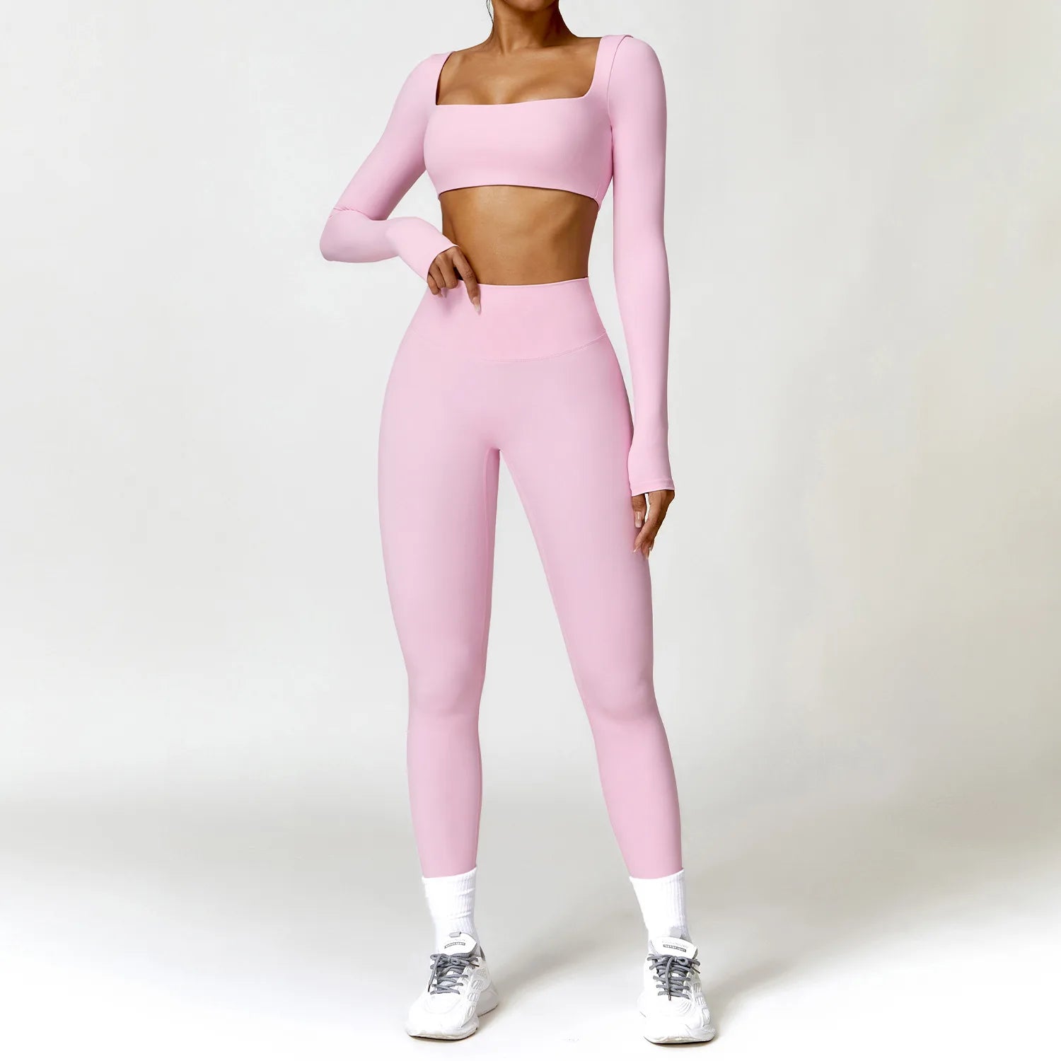 New Long sleeve Shirt Sports Set Women Fitness Tights Yoga Set Crop Top Running High Waist Gym Set Womens Outfits Yoga Clothing