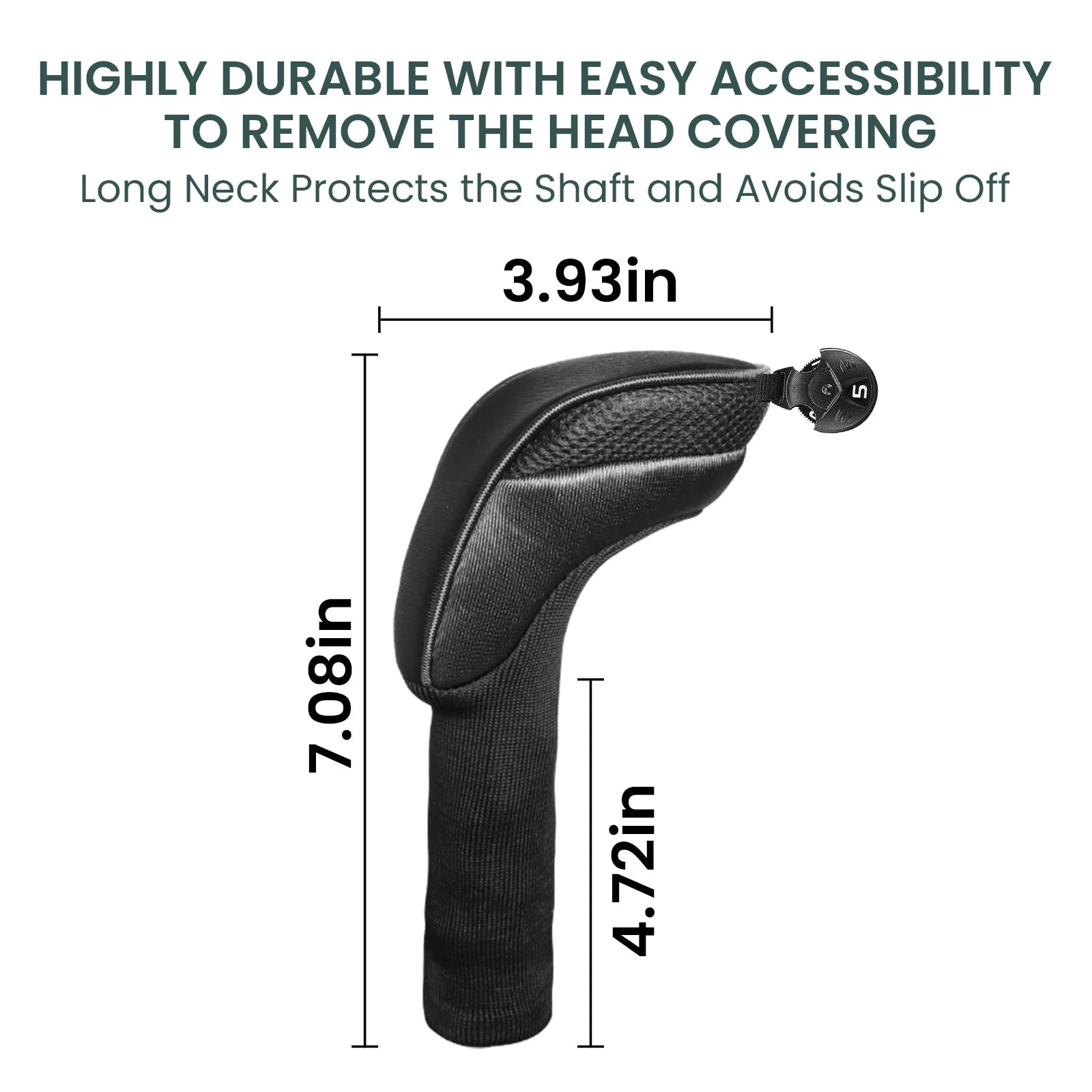 Golf Club Head Covers for Woods Hybrids 1 Pc Long Neck Golf Clubs Headcovers with Interchangeable No.Tags Golf Accessories