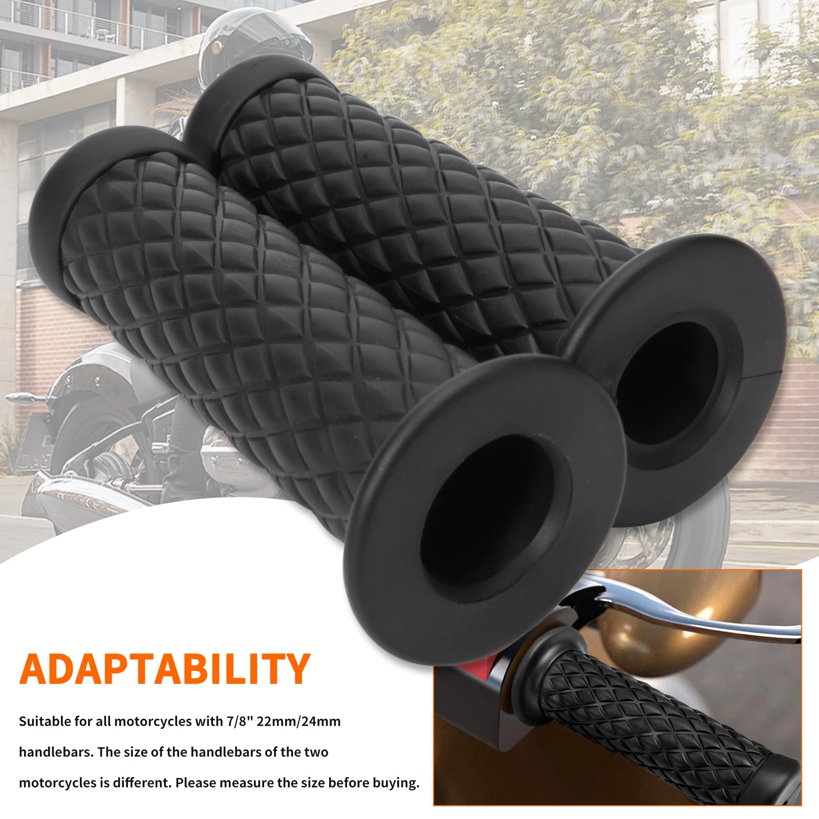 7/8" 22mm 24mm Retro Motorcycle Hand Grips Universal Non-slip Rubber Handlebar Grips for Moto Scooter Motocross Motorbike Grips