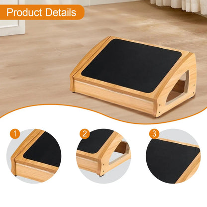 Under Desk Footrest Foot Support Ergonomic Feet Stand Desk Step Stool Desk Leg Rest Wood Foot Rest for Car Gaming Bedroom Office