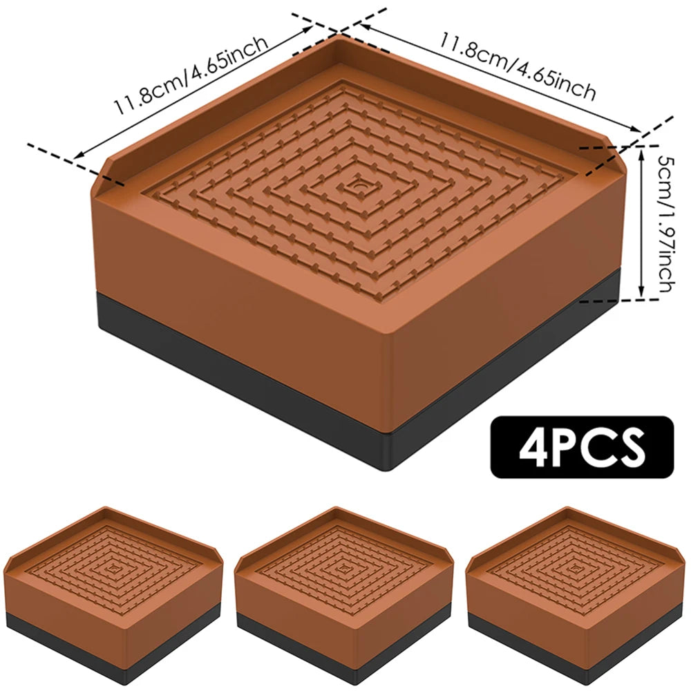 4Pcs Furniture Heightening Foot Pad TPU Non Slip Bed Sofa Fridge Table Risers Multifunctional Rectangle Furniture Support Risers