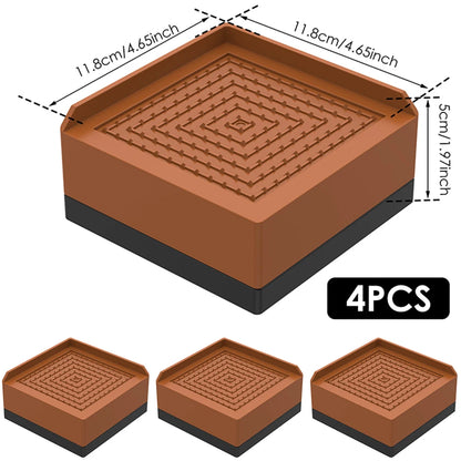 4Pcs Furniture Heightening Foot Pad TPU Non Slip Bed Sofa Fridge Table Risers Multifunctional Rectangle Furniture Support Risers