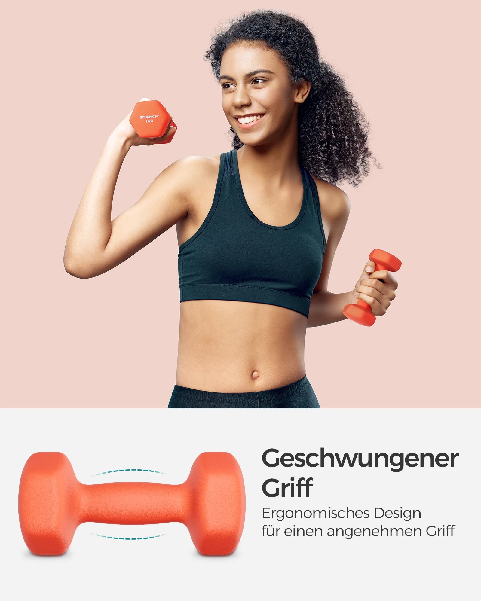 SONGMICS dumbbells set 2x1 kg dumbbell set short dumbbells hexagon neoprene coating