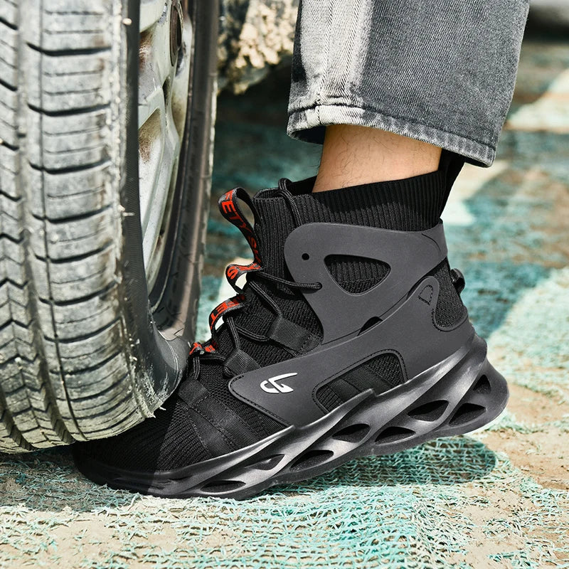 Safety Shoes for Men High-top Anti-impact and Anti-piercing Work Shoes, Fashionable Men's Sports Shoes, and Safety Pro