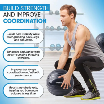 bintiva Non Bounce Slam Ball - Exercise Weighted Deadball for Workout and Fitness Routines - Medicine Dead Weight Ball
