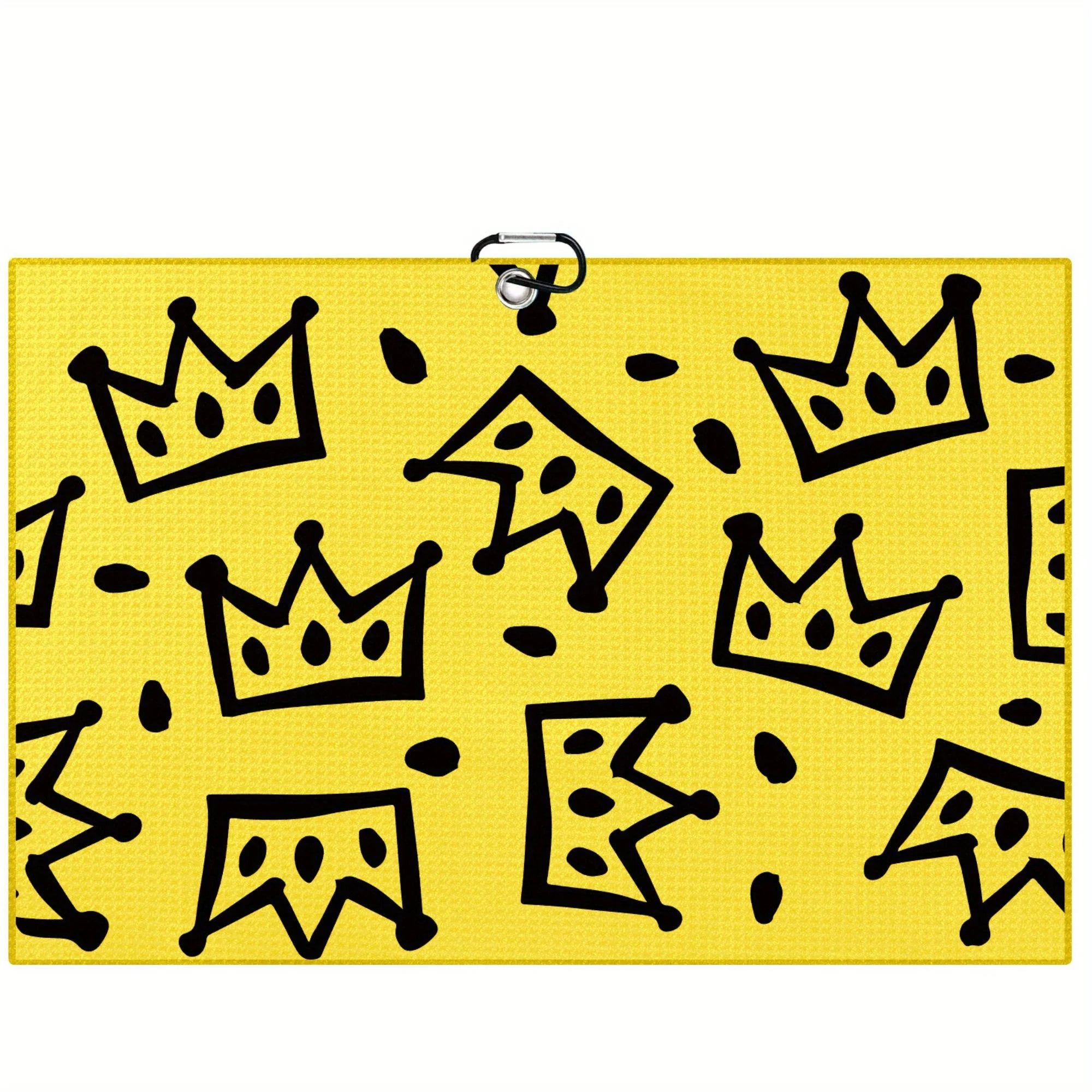 Funny Yellow Golf Towel with Black Golf Club Print - Ideal for Golf Bags & Creative Gift for Golf Lovers