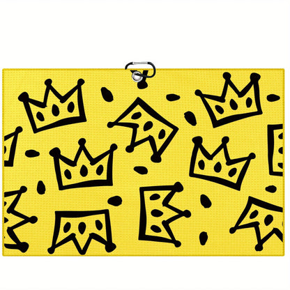 Funny Yellow Golf Towel with Black Golf Club Print - Ideal for Golf Bags & Creative Gift for Golf Lovers