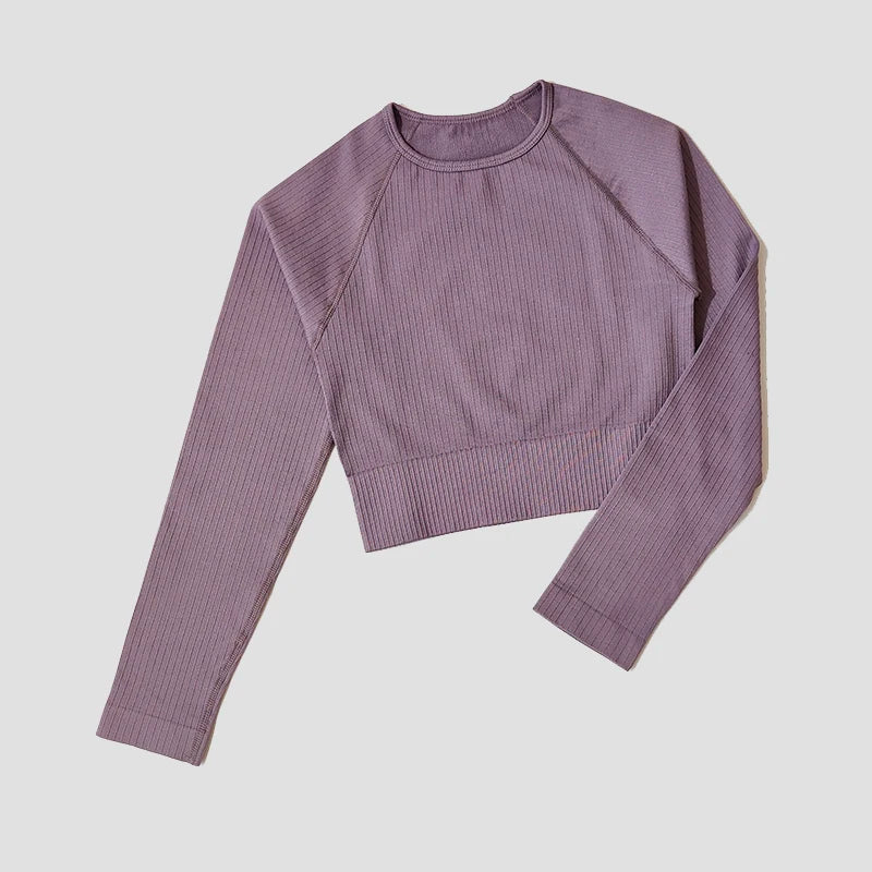 Yoga Sports Crop Top Long Sleeve Gym Women's Seamless T-shirt Fitness Woman Sport T-shirt Workout Tops For Women's Sportswear