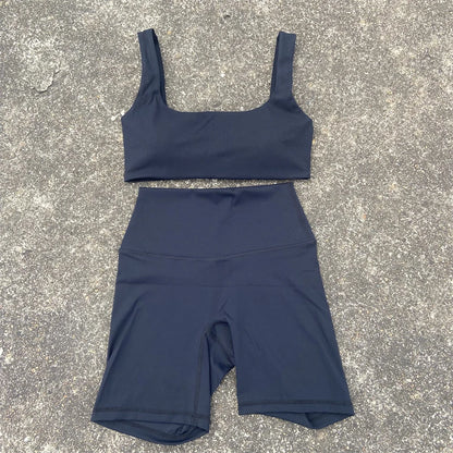 Yoga Shorts Set Gym Sports Set Women Clothes 2 Piece Fitness Suit Sports Bra Top High Waist Short Legging Running Tracksuit