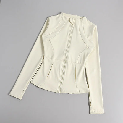 Yoga Suit Women's High-end Standing Collar Long Sleeved Sports Jacket Running Training Fitness Top Windproof Running Suit