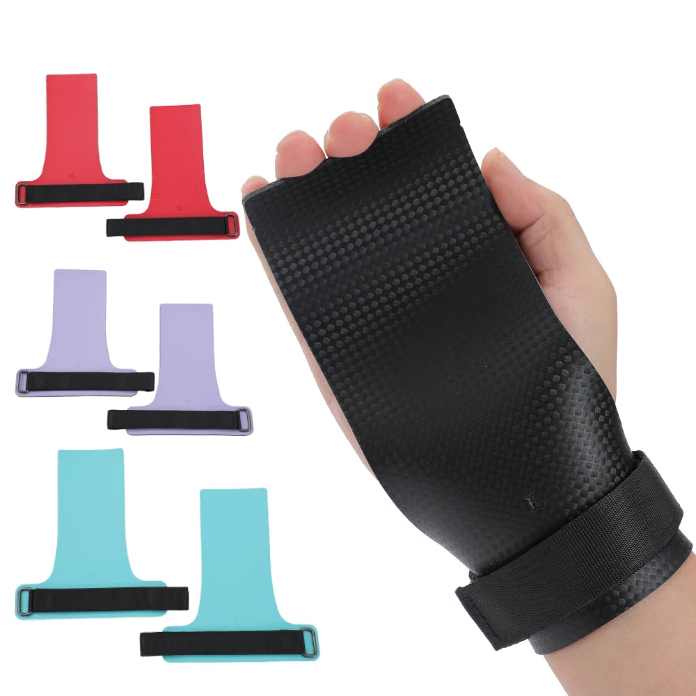 A Pair of Carbon Straight No Finger Hole Hand Grips for Crossfit Pull Ups Cross Training Gymnastics, Palm Protetor