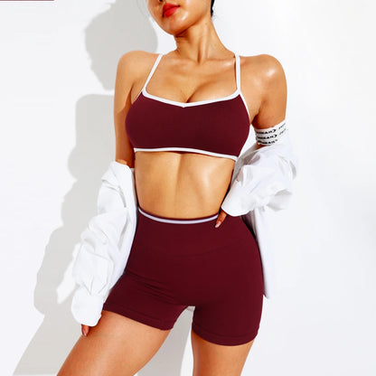 Women Sports Bra Shorts Set Sportswear Woman Gym Yoga Clothes Seamless Workout Shorts Leggings Women's Tracksuit w/Tummy Control