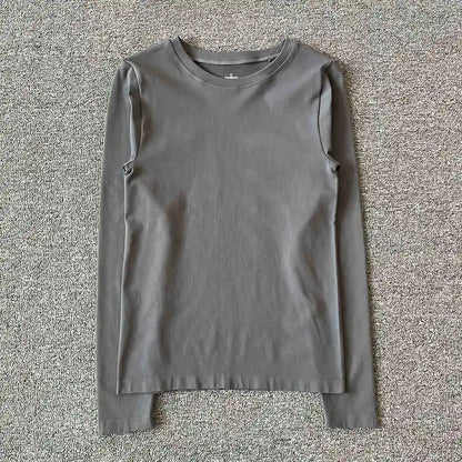 New autumn and winter yoga clothes nude solid color long sleeved women's quick drying running training Pilates sports slimming t