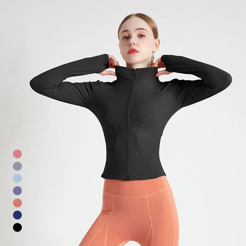 2022 Long Sleeve Sports Jacket Women Zip Fitness Yoga Shirt Winter Warm Gym Top Activewear Running Coats Workout Clothes Woman