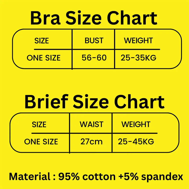 1/4 Sets Wireless Girl's Sports Bra Underwear Sets Cotton Breathable Sweat-Wicking Kids Brassiere and Girls Panties Lingerie Set