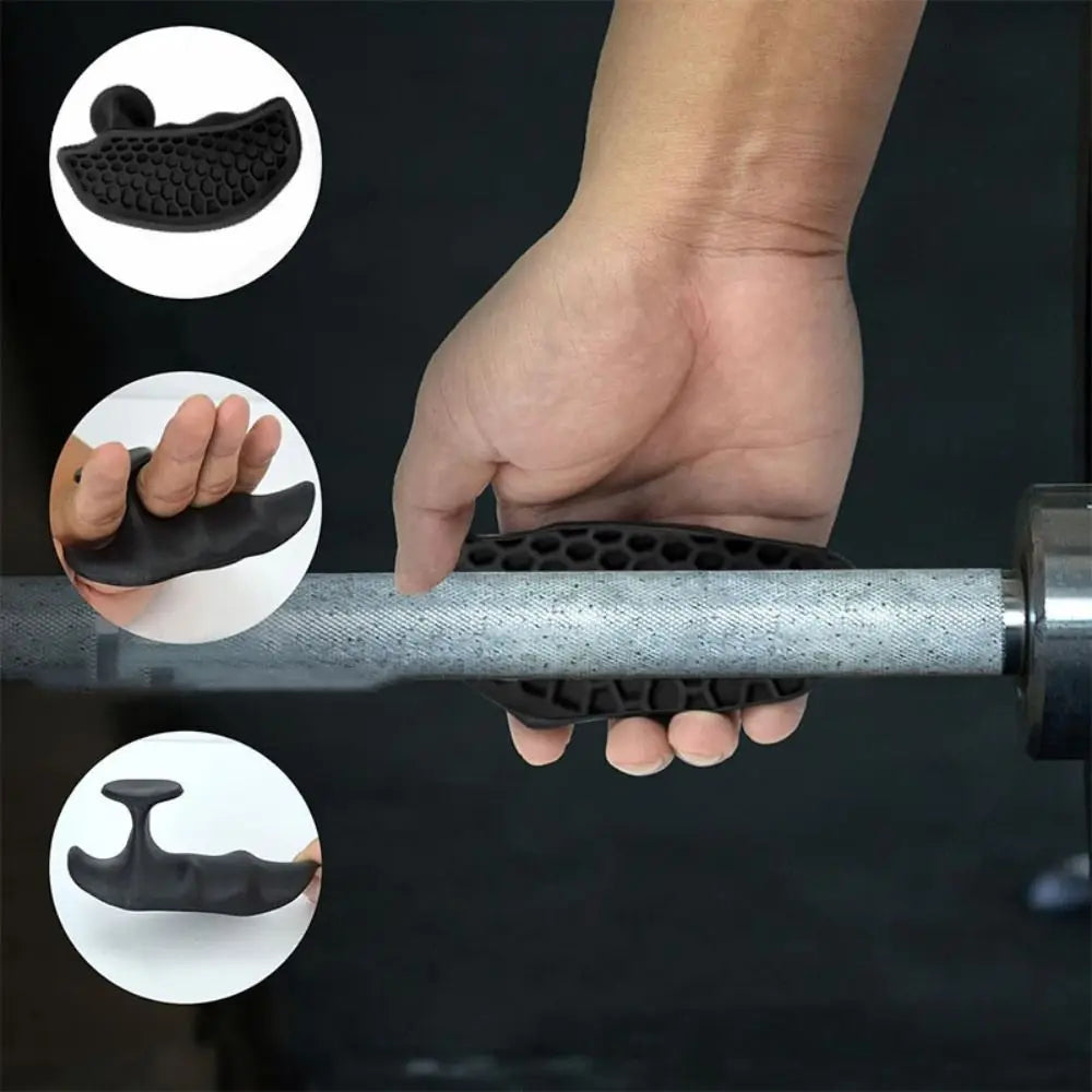 1 Pair Ergonomic Weight Lifting Grips Elastic Honeycomb-shaped Workout Gym Gloves Thicken Silicone Silicone Palm Grips