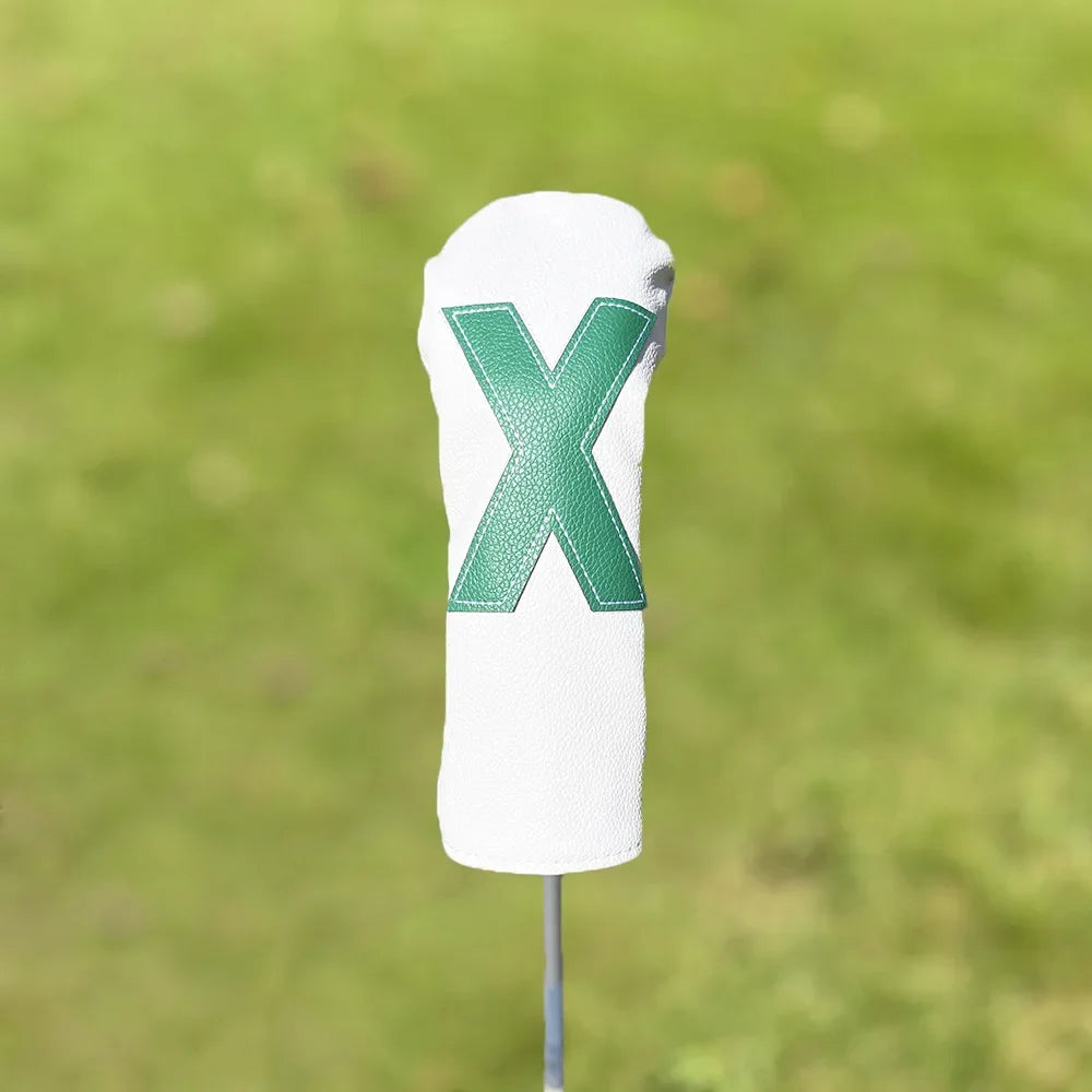 Golf club covers - white and green with large numbers, fits all clubs