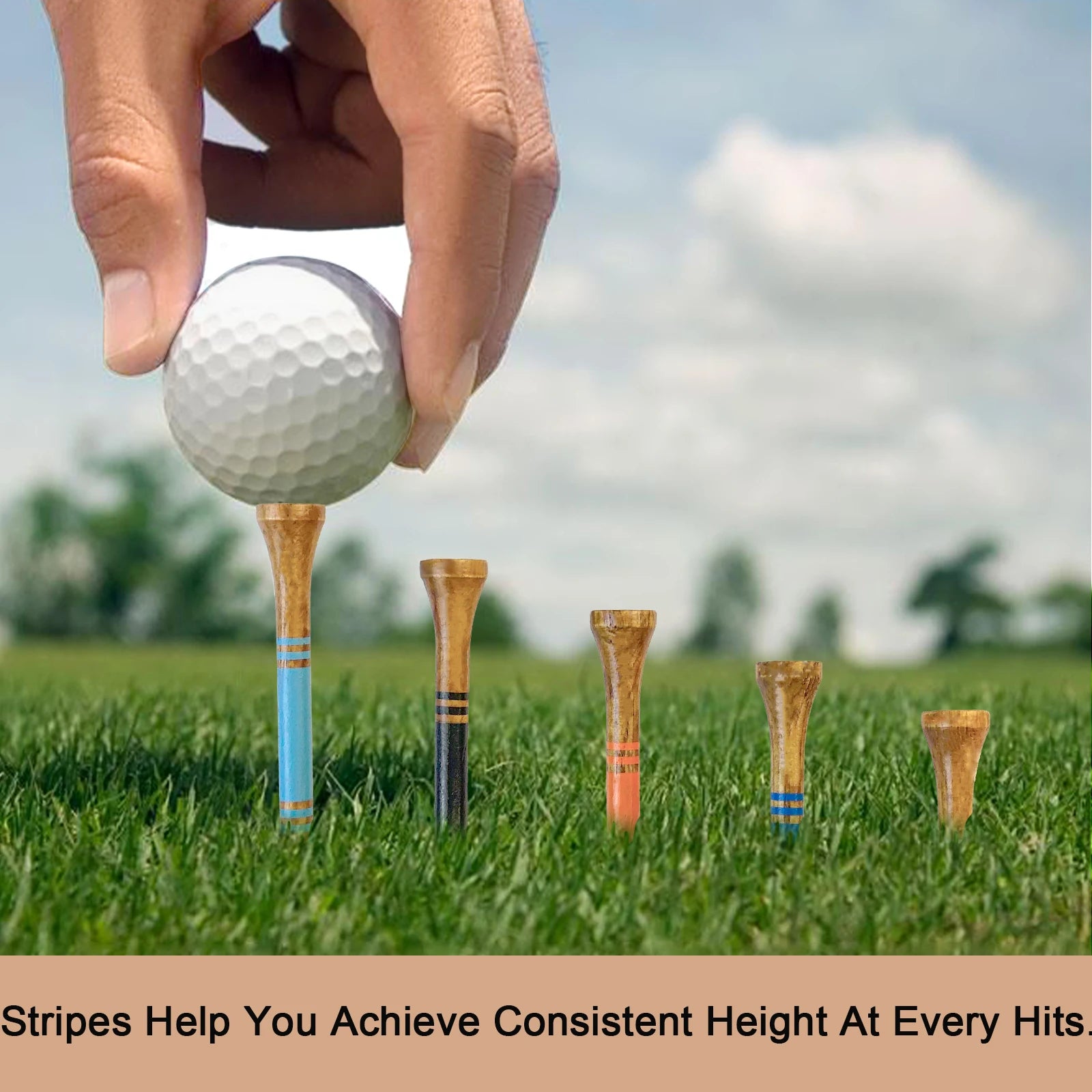 2-3/4 inch Wood Golf Tees Highly Bright Brown Colors Durable 70MM Long Golf Tees Supplies Accessories Pack of 100