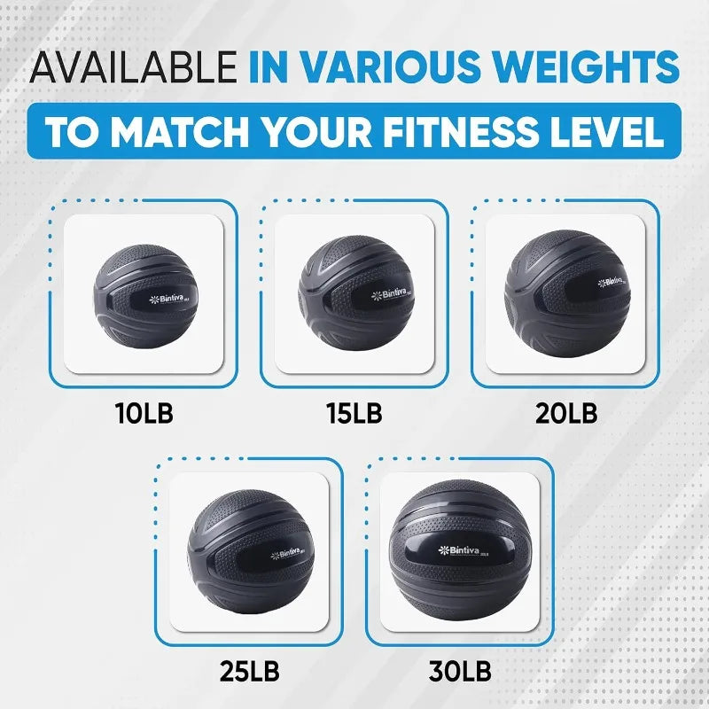 bintiva Non Bounce Slam Ball - Exercise Weighted Deadball for Workout and Fitness Routines - Medicine Dead Weight Ball