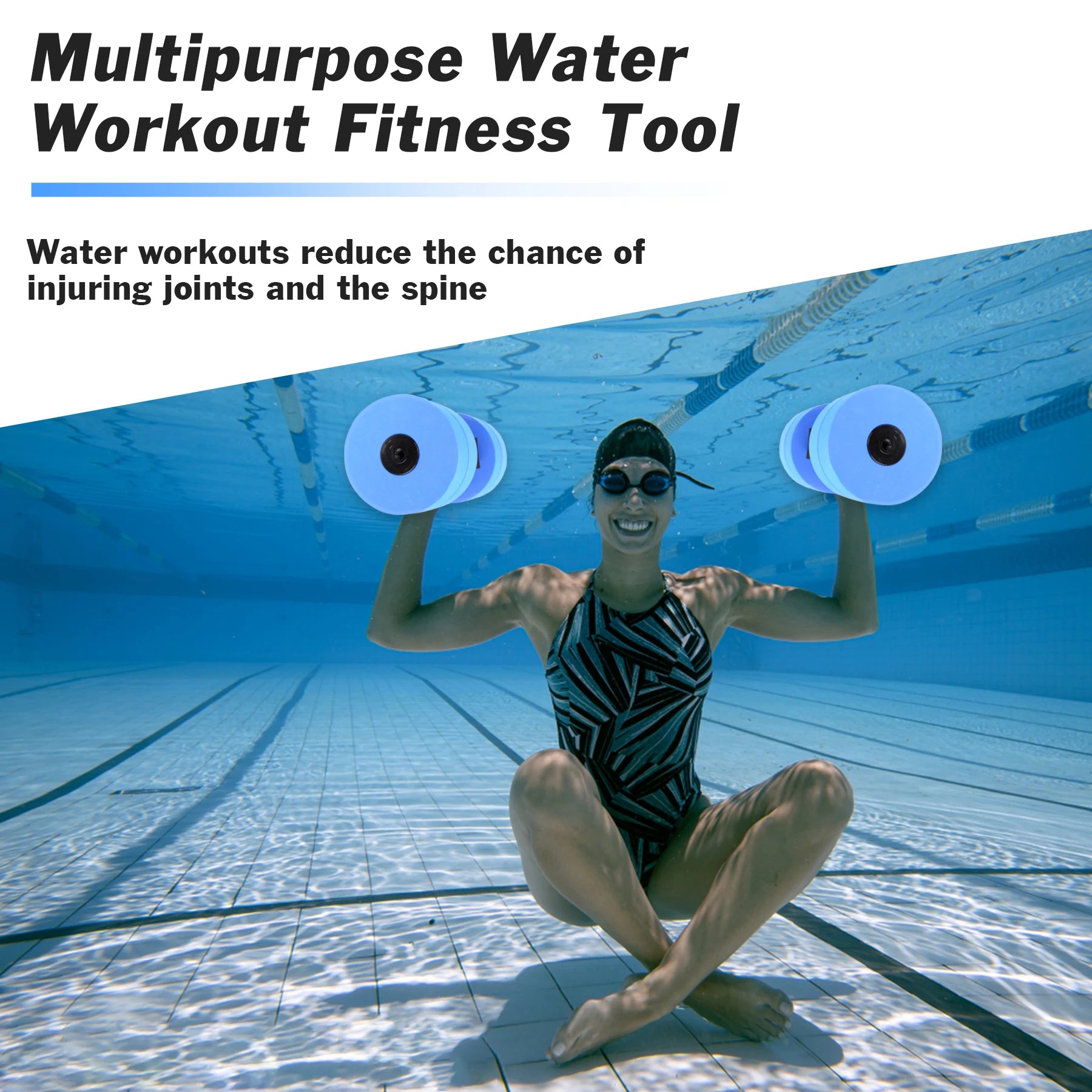 Hikeen Aquatic Exercise Dumbbells Water Dumbbell Resistance Fitness Barbells with 4 High-Density EVA Foam Pool Weights Dumbbells