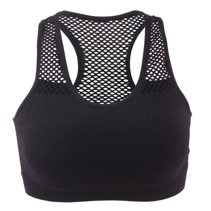 Sports Bra Breathable Mesh Hollow Out Sport Top Seamless Fitness Yoga Bras Women Gym Top Running Vest Shockproof Crop Top