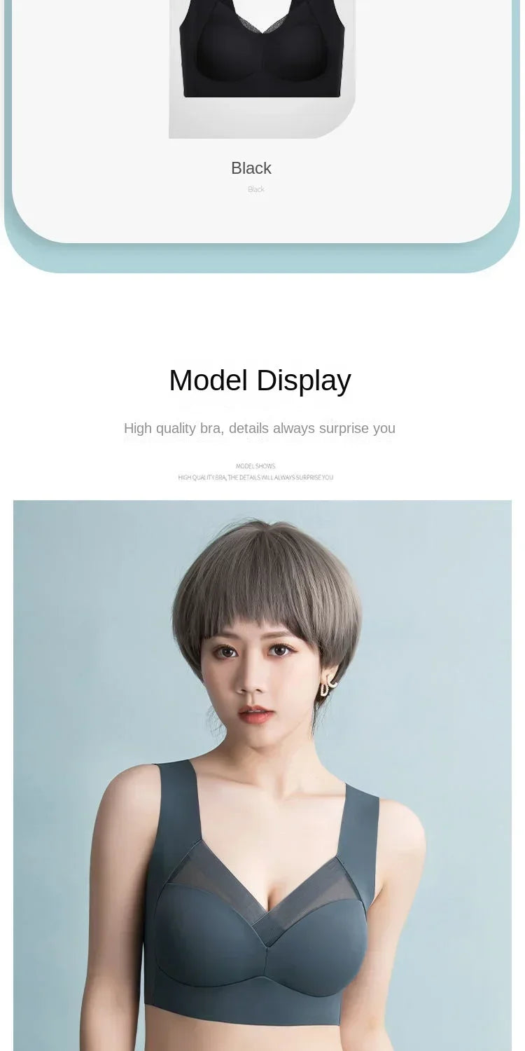 Women Lace Sport Bras Plus Size Seamless Bra Bralette Backless Lady Brassiere Vest Female Gathers Shock-Proof Wireless Top L-3XL