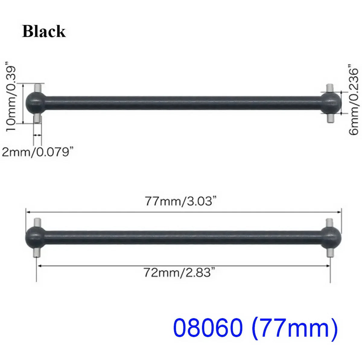 HSP Unlimited 2Pcs RC Car Steel Metal Drive Shaft Dogbone Length 61mm 63mm 70mm 77mm 84mm 87mm 89.5mm 100mm