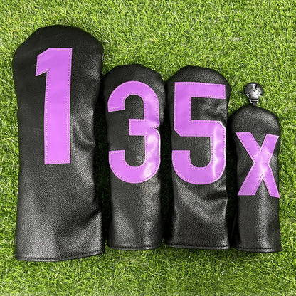 Golf Club Headcover Set - White&Pink Large Number Design for All Clubs